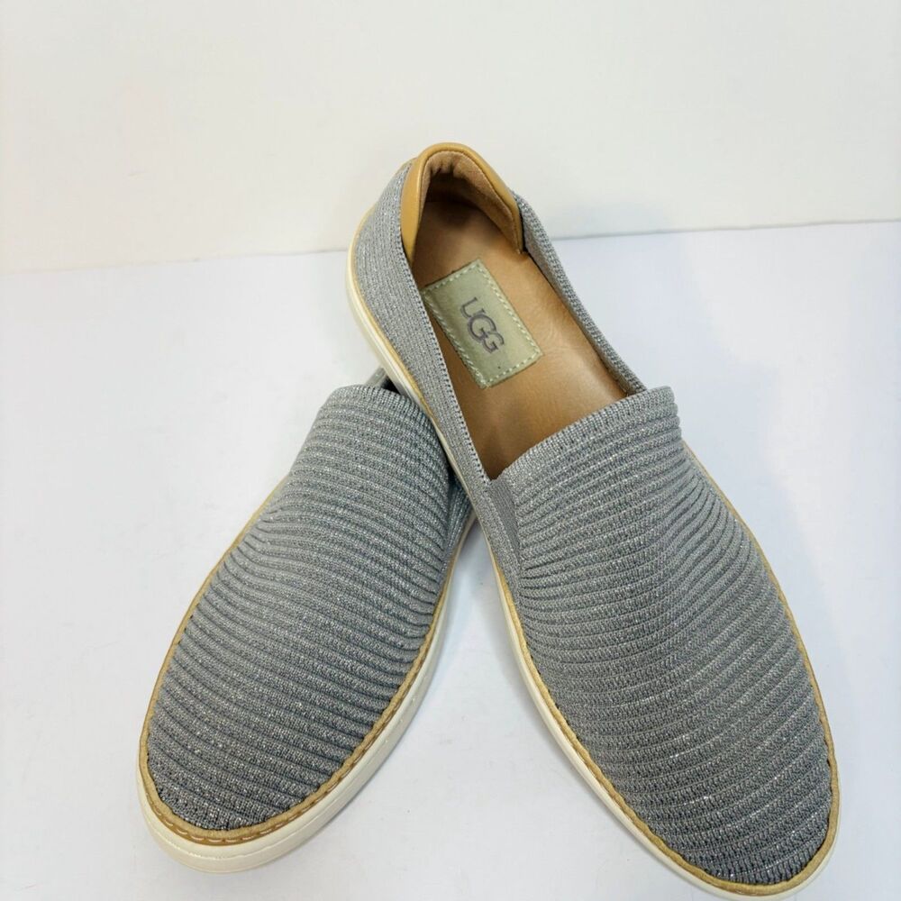 UGG Sammy Knit Slip-On Sneakers Grey Shimmer Casual Womens